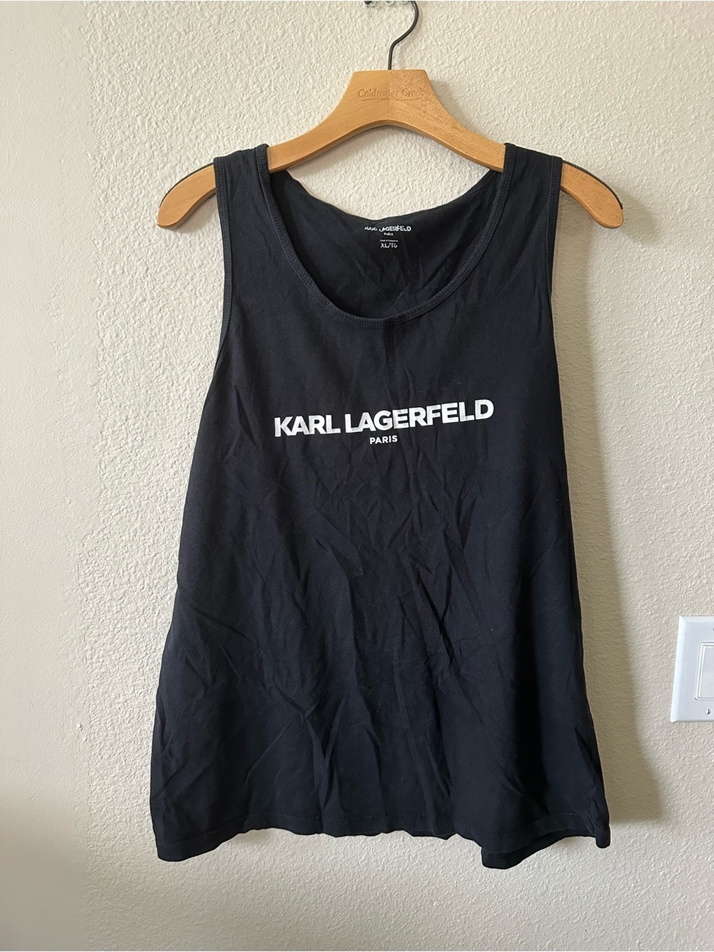 Karl Lagerfeld Black Logo Tank Top size XL/ pre owned 1344